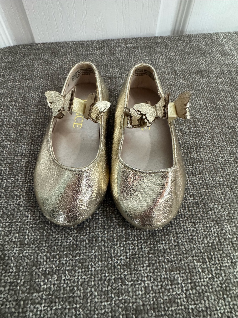 The Children's Place Gold Butterfly Mary Jane Flats